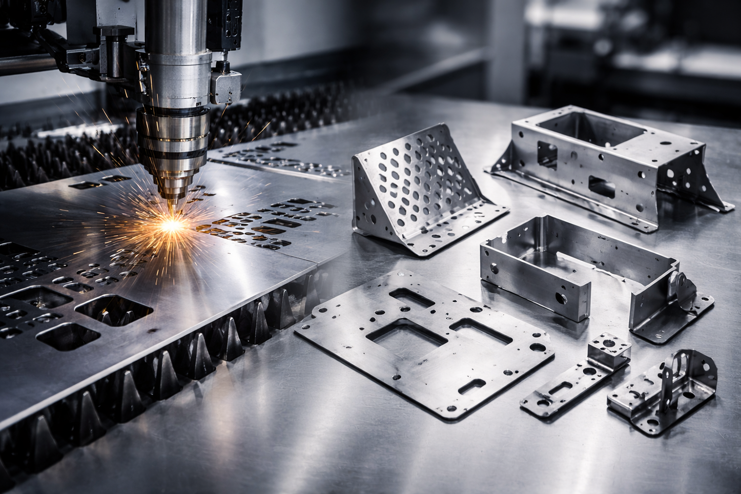 Sheet metal fabrication service including cutting bending and assembly